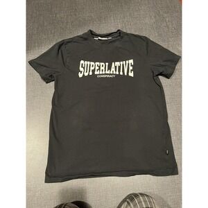 WESC Superlative Conspiracy Mens T‎ Shirt Stockholm Sweden Black Retro Logo Sz M